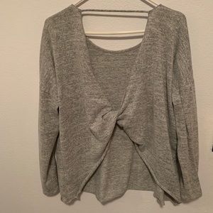 Gray long sleeve with open back detailing